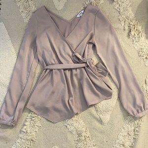 Pink Long Sleeve Wrap Shirt